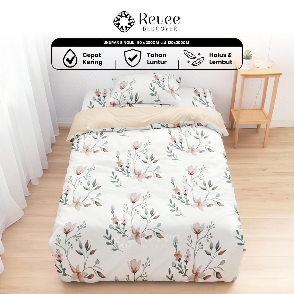 Revee Bedcover - Sprei & Bedcover Set Khansa Mix Sand Ukuran Lengkap 90x200/100x200/120x200