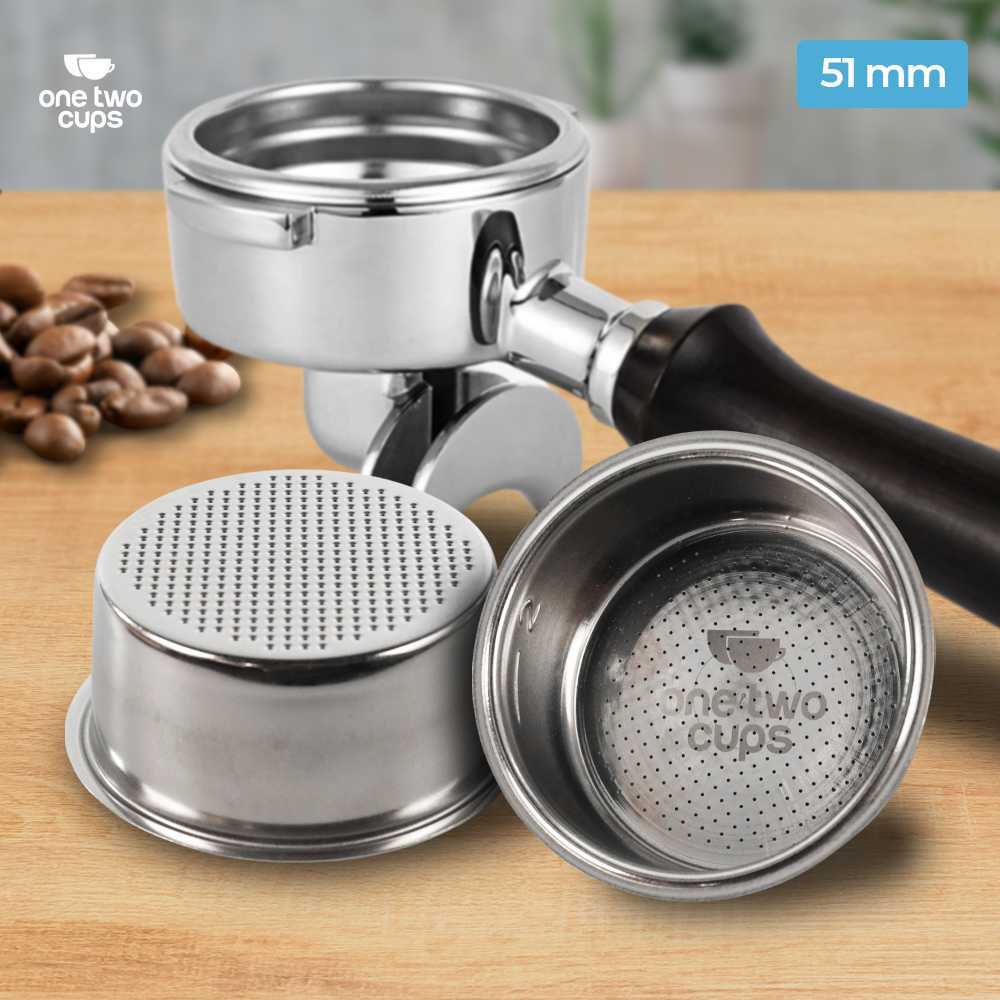 One Two Cups Filter Basket Portafilter Single Wall 51mm 16g 1 Cup - DL-01