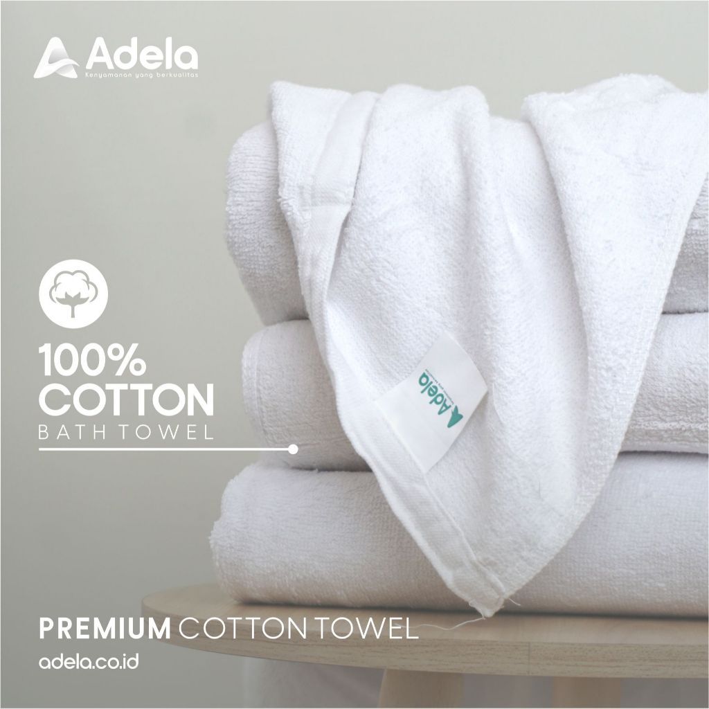 HANDUK HOTEL PUTIH ADELA - Koleksi ADELA Handuk Hotel Polos Tebal