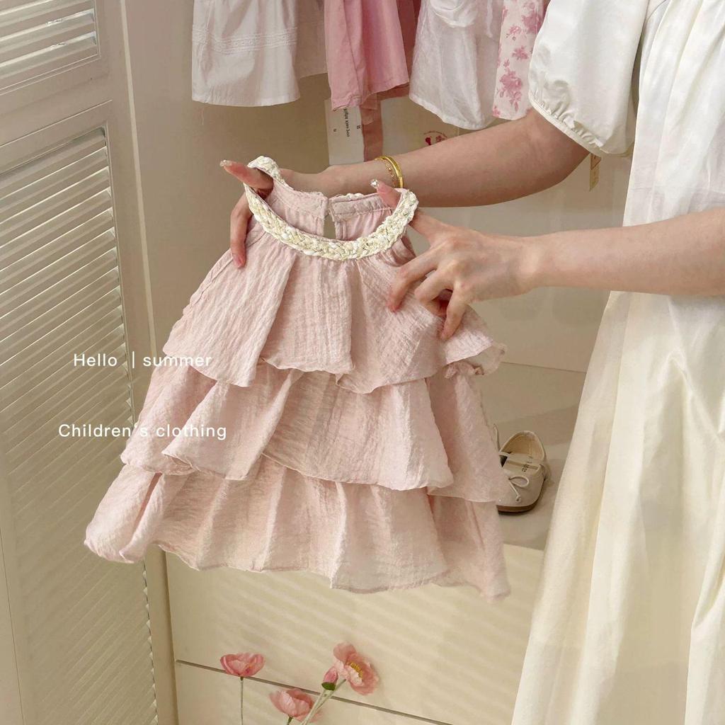 DRESS PESTA IMPOR / DRESS ANAK PEREMPUAN DUSTY PINK LAYER  1-5 TAHUN