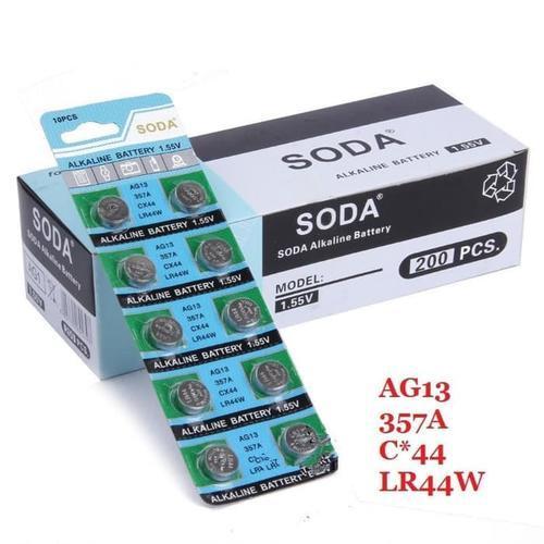 [DM] TERMURAH Baterai kancing - baterai jam SODA LR 44 Isi 10 Pcs Perlembar - Baterai LR44 SODA per 
