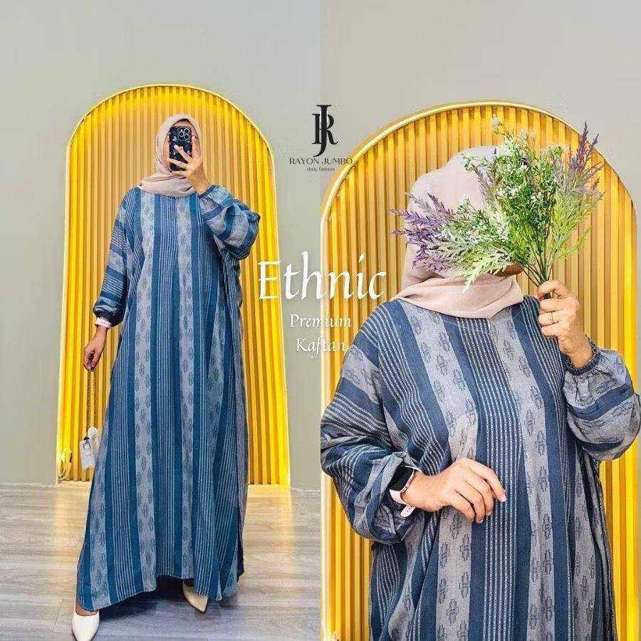 Home Ethnic Kaftan - Kaftan Batik Jumbo Motif Batik Songket Busui Lengan Panjang Rayon Premium