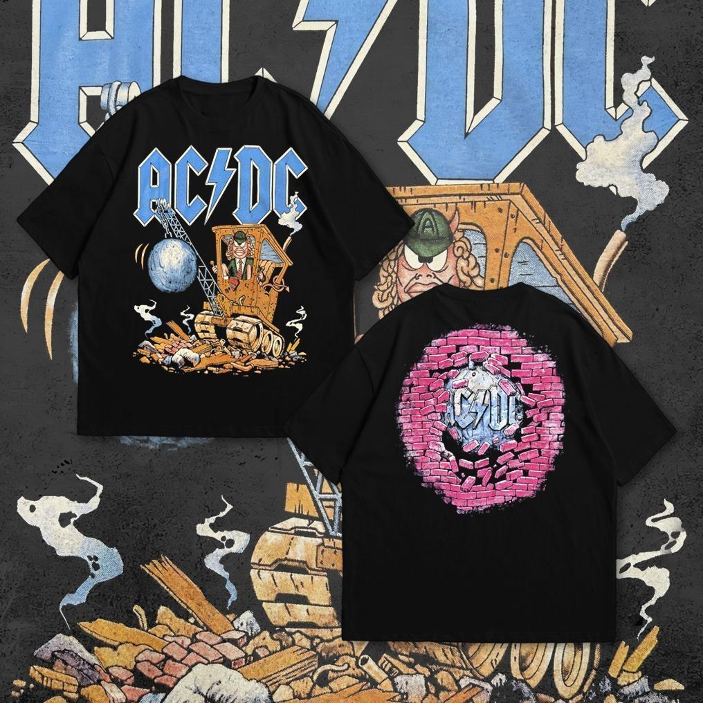 ORI P&B Oversize ACDC T-Shirt - Vintage AC/DC Oversized Black 20s T-Shirt