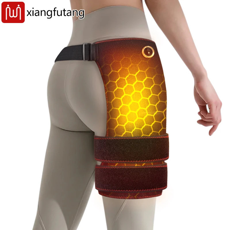 Cordless Heated Hip Support Brace with Massager for Sciatica Pain Relief Lower Back Therapy Hip Heat