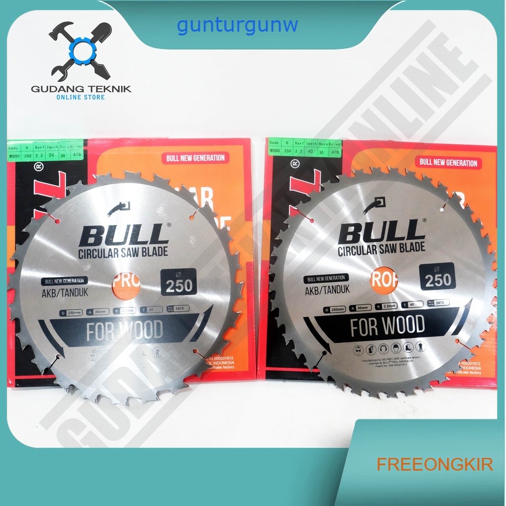 Mata Pisau Kayu Circular Saw TANDUK BULL 10" 250mm 24T 40T / Mata Gergaji Circle 10Inch 250x24T 40T 