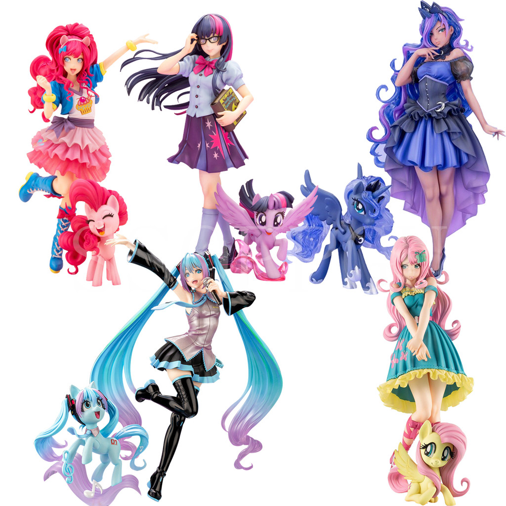 Game My little Pony Bishoujo Statue Pinkie Pie Fluttershy Japanese Anime Girl PVC Action Figure Toy 