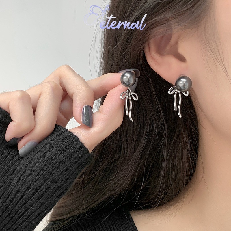Eternal Anting mutiara rumbai panjang simpul pita minimalis kelas atas
