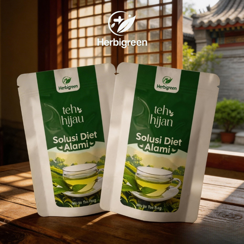 HERBIGREEN - TEH HIJAU GREENTEA ASLI GREENTEA // BUNDLING 2 POUCH // PAKET HEMAT // TEH PELANGSING P