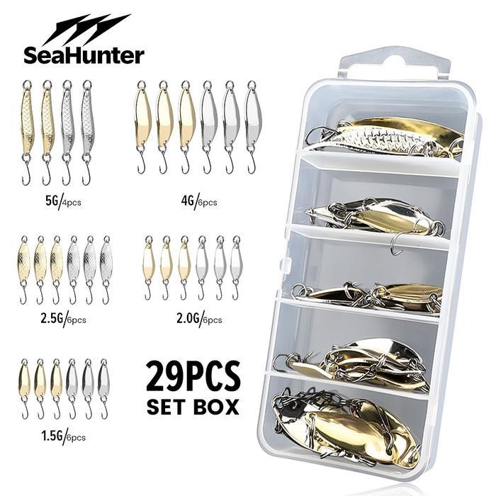 SeaHunter Umpan Casting 1 Set Box, spoon Umpan Pancing SET Kotak= 29 PCSx1.5-5g,  Umpan Sendok Tirua