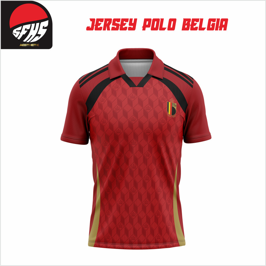 SFHS JERSEY KERAH V-NECK BELGIA LENGAN PENDEK – BAJU OLAHRAGA JERSEY BELGIA