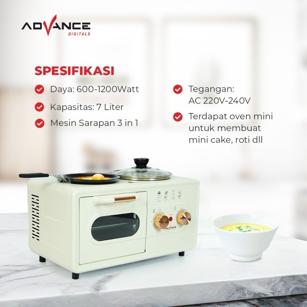 Advance Oven 3in1 AOV-311 Mesin Sarapan Multifungsi 3in1 Garansi Resmi 1 Tahun