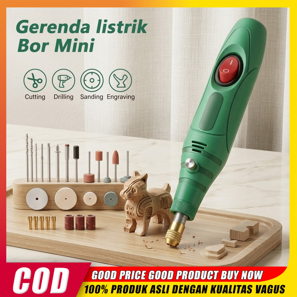 [PROMO COD] Bor Mini Gerinda Listrik 12V DC 15000-18000 RPM Set Alat Ukir Kayu Mesin Amplas Mini Dri