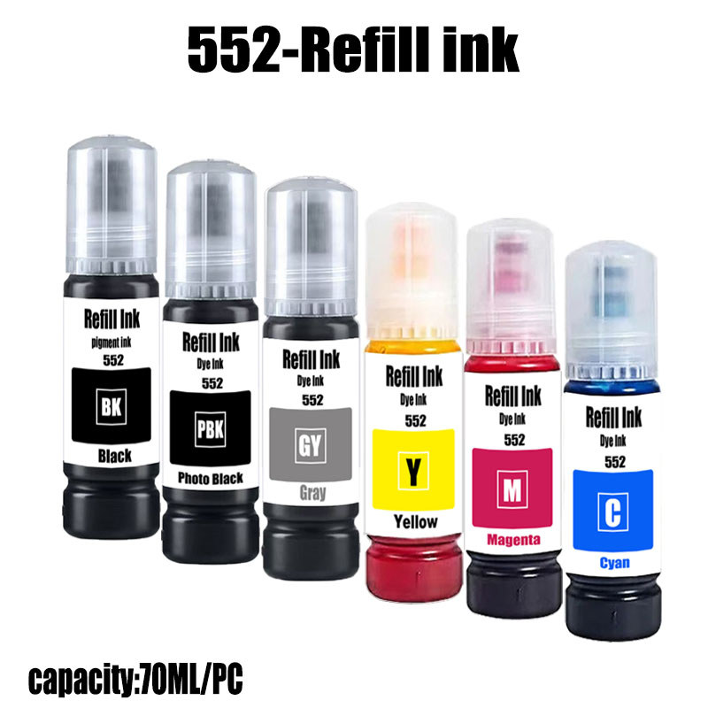 For Epson Refill Ink Kit 552 For Epson EcoTank ET8500 ET8550 Printer Pigment Refill Ink Dye Refill i