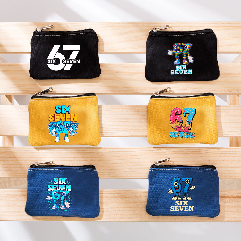 Steal A Brainrot Coin Purse 67 Six Seven Cartoon Anime Zipper Wallets Fashion Keyain Storage Bag Cut