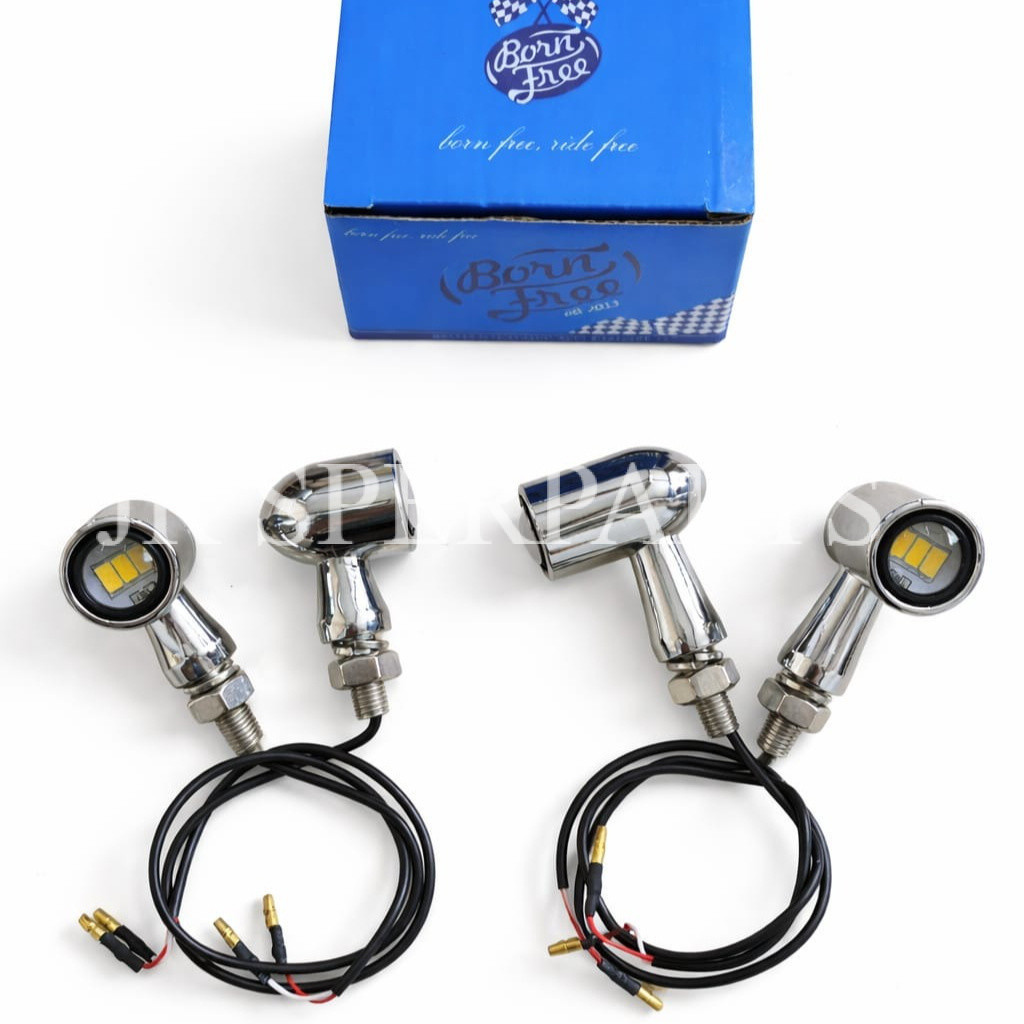 Sen Motor LED Kapsul Sedang Kecil Chrome Born Free – Lampu Sein Custom Universal Terang & Stylish