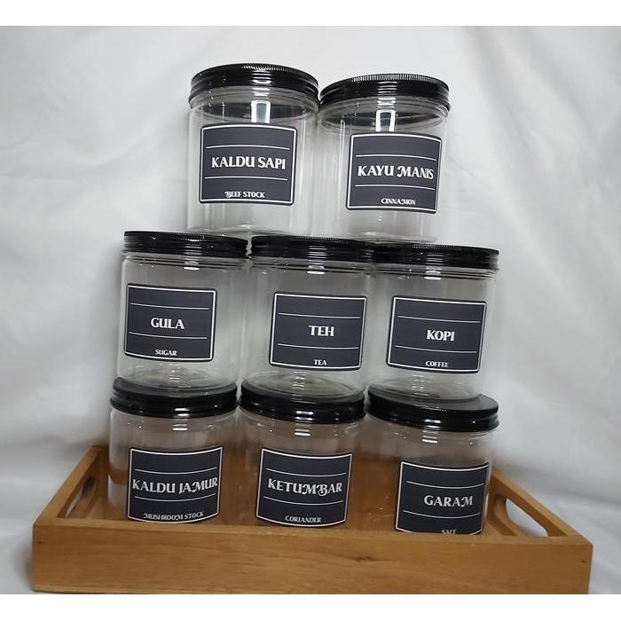 TOPLES BUMBU DAPUR/TUTUP HITAM/500ML/FREE LABEL/TEMPAT BUMBU DAPUR - GARAM