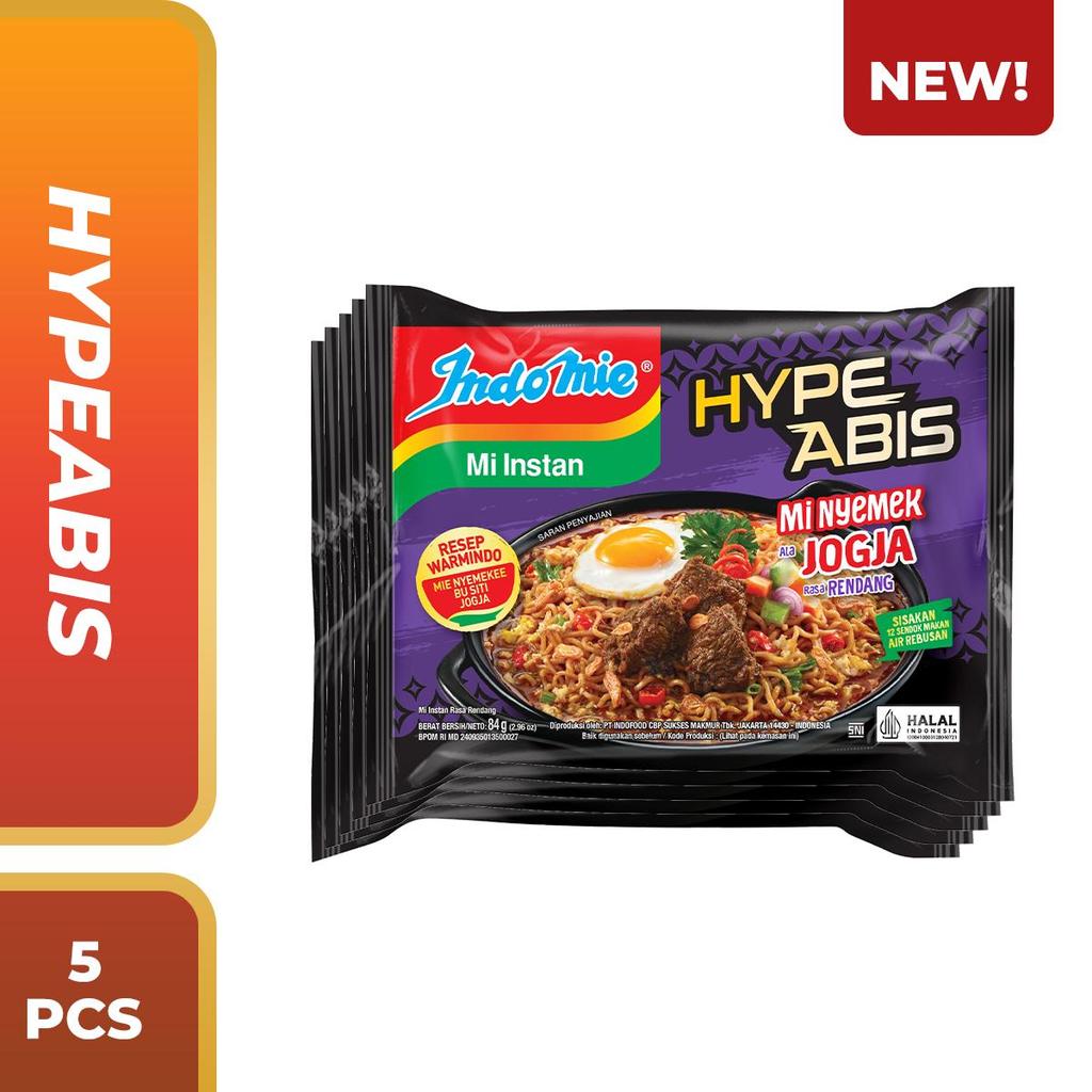 5 PCS - Indomie Hypeabis Mi Nyemek Jogja Rasa Rendang 84gr
