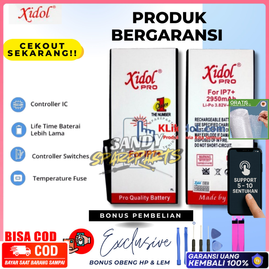 GARANSI 12 BULAN BATERAI IDOL IPHONE 7+ PLUS BATTERY BATRE PREMIUM DOUBLE POWER