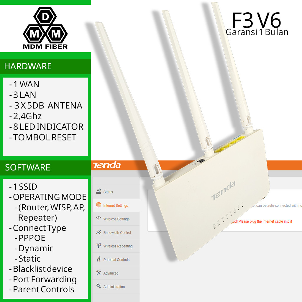 Tenda F3 V6 Second Router WiFi Repeater