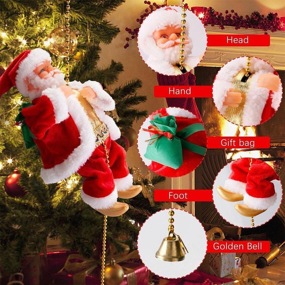 Santa Claus Climbing Beads Music Electric Doll Rope Climbing Santa Christmas Gift For Children Elect
