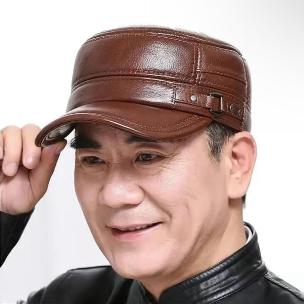 Baru Topi Pria Komando Kulit SINTETIS PREMIUM MURAH / Topi Komando Kulit PRIA