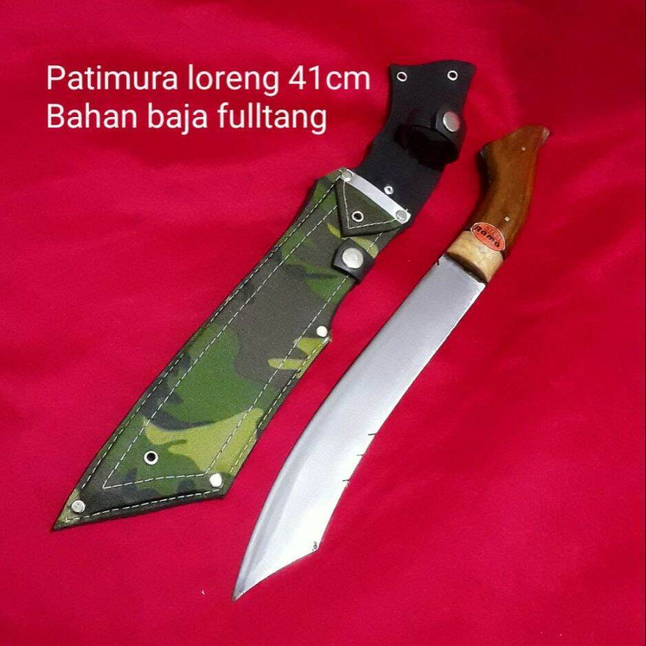 Perkakassukabumi538 Golok Kerja Berkebun Patimura Loreng Baja Fulltang 41cm Tajam Siap Pakai