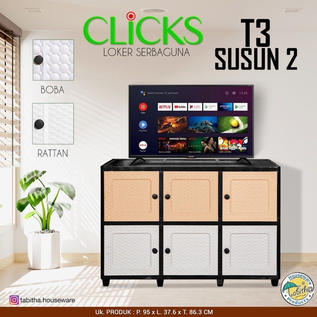 Lemari Plastik Minimalis 2 Susun 6 Pintu Blast Tabitha / Lemari Pakaian Susun