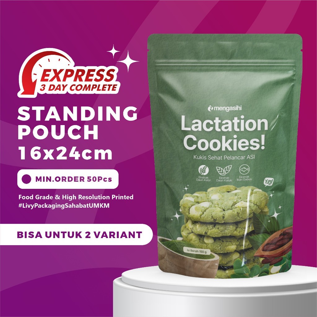 Packaging - Kemasan Standing Pouch 16x24cm Custom Ziplock/Non Ziplock Packaging Makanan Snack Basren