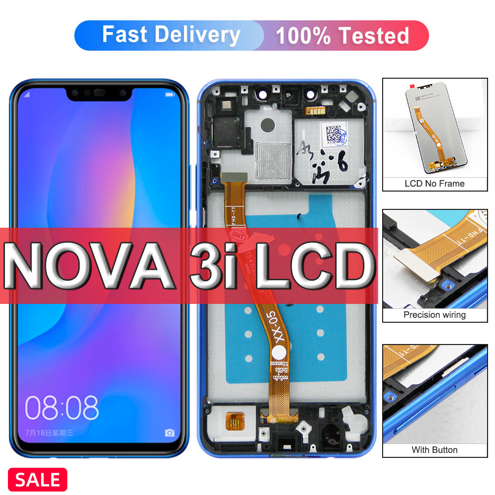 6.3'' nova3I Display For Huawei nova 3i INE-LX1 LX2 AL00 LCD Display with Frame Touch Screen Digitiz