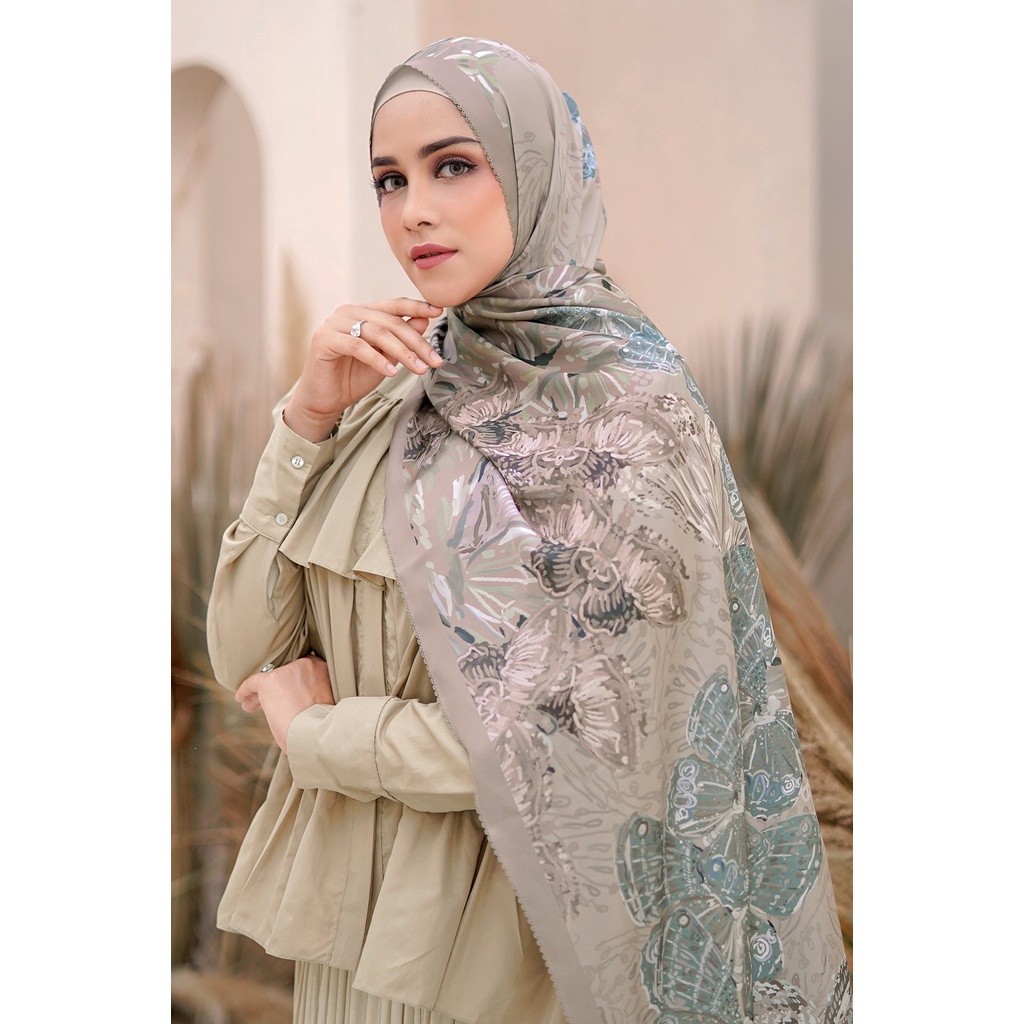 Buttonscarves The Farsha Satin Shawl - Khaki
