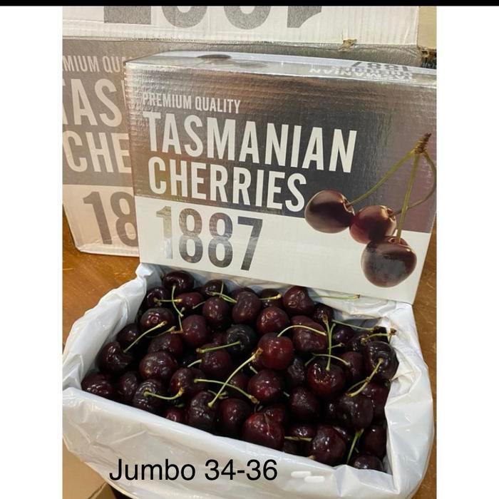 Cherry tasmania jumbo garing manis | Buah Ceri tasmania silver Box 2 kg size 34++