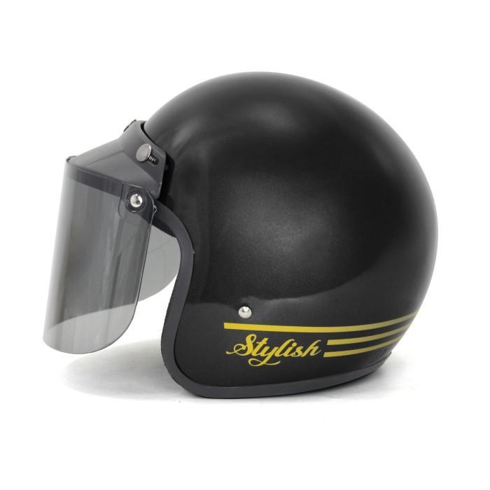 Auto Power Global Helm Bogo Wanita Pira dewasa / helm bogo garis glassic pria wanita SNI - HITAM GLO