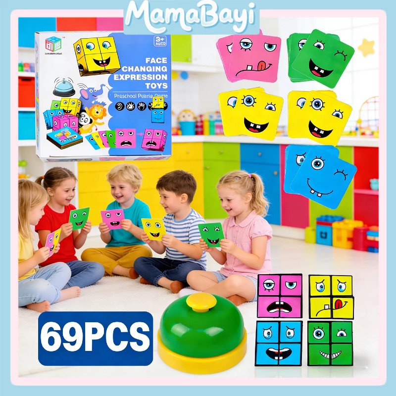 Mainan Susun Ekspresi Muka / Board Game Puzzle Anak Mainan Edukasi Balok Ubik Susun Ekspresi Muka / 