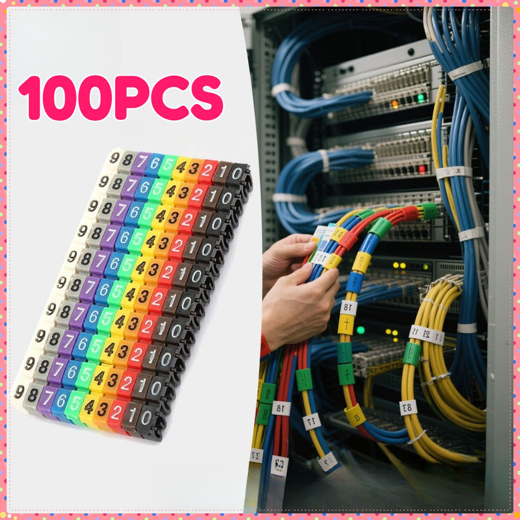 Penanda Nomer Kabel 100pcs 2.5mm Cable Marker Label C Type Kabel Jaringan Warna Marker Kabel Angka