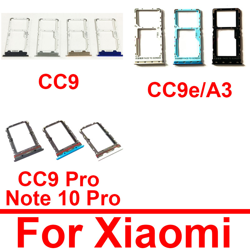 SIM Card Tray Holder For Xiaomi Mi Note 10 CC9E A3 CC9 9 Lite Pro  Sim Reader Card Slot Adapter Repl