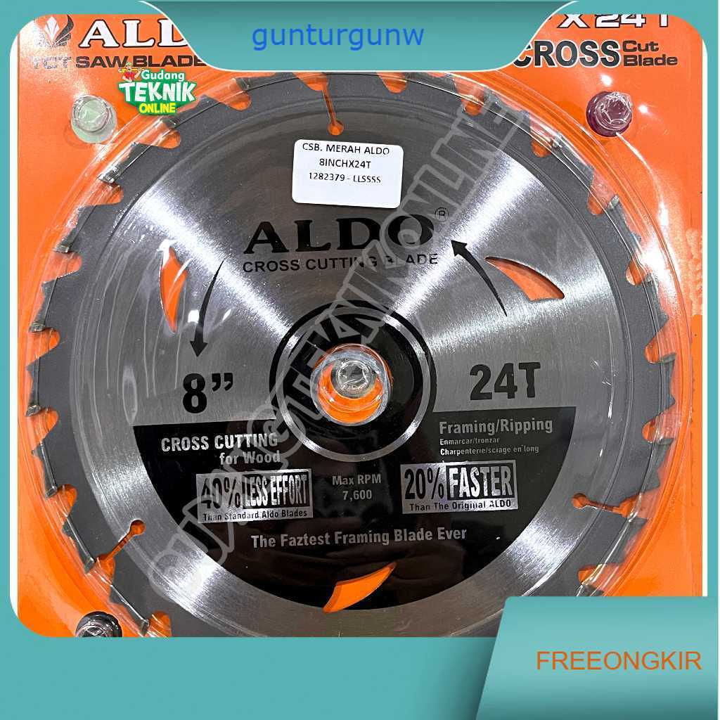 ALDO Mata Pisau Kayu Circular Saw 8" 24T  ALDO / Mata Gergaji Potong Kayu Circle 8Inch Circular Saw 
