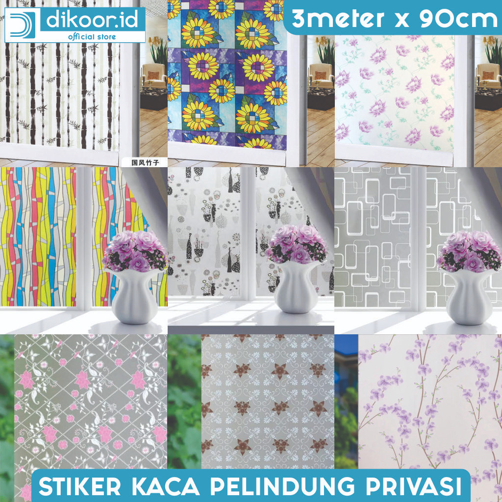 (COD) Sandblast Stiker Kaca Film Buram Untuk Jendela Sandblast Self Adhesive Per Rol 3m x 90cm  (Buk