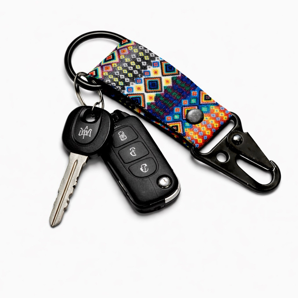 Gantungan Kunci Ganci Strap Unik Keychan Carabiner Kain Motif Tribal Etnik