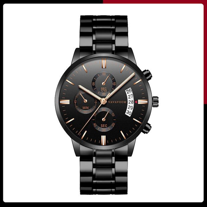 VAVAVOOM 214 Jam Tangan Pria Business Stainless Steel Analog Quartz Original Tahan Air Watch + Kotak