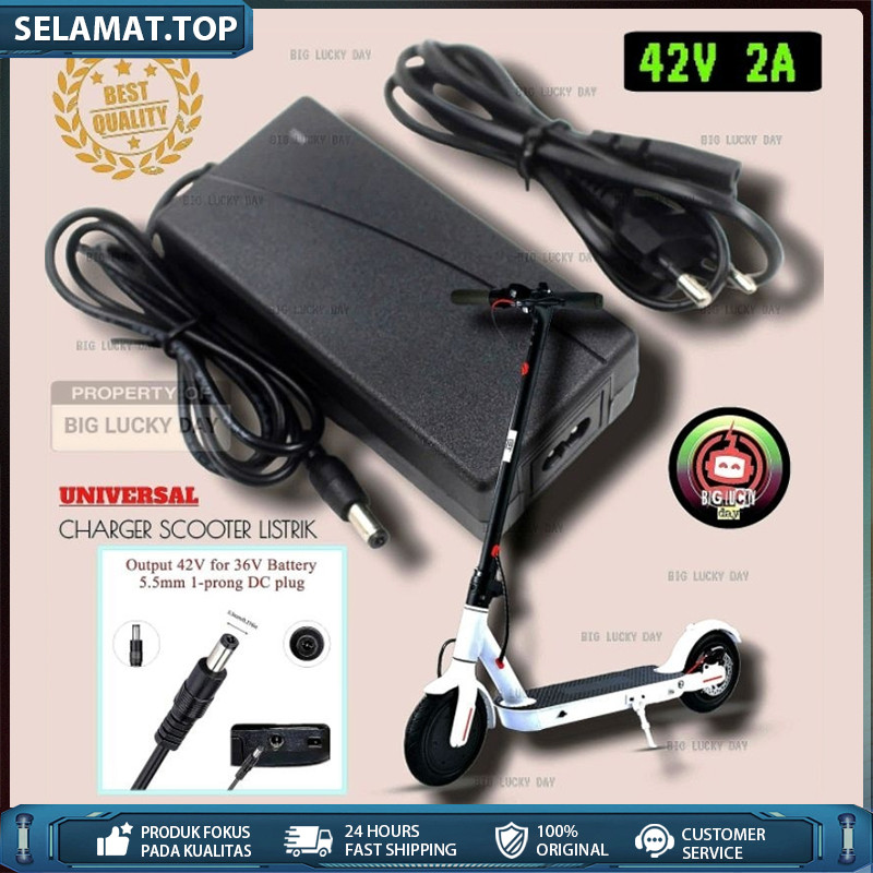 Charger 36v lithium output 42v 2A scooter listrik exotic inokim light fiido dyu himo cas batre 18650