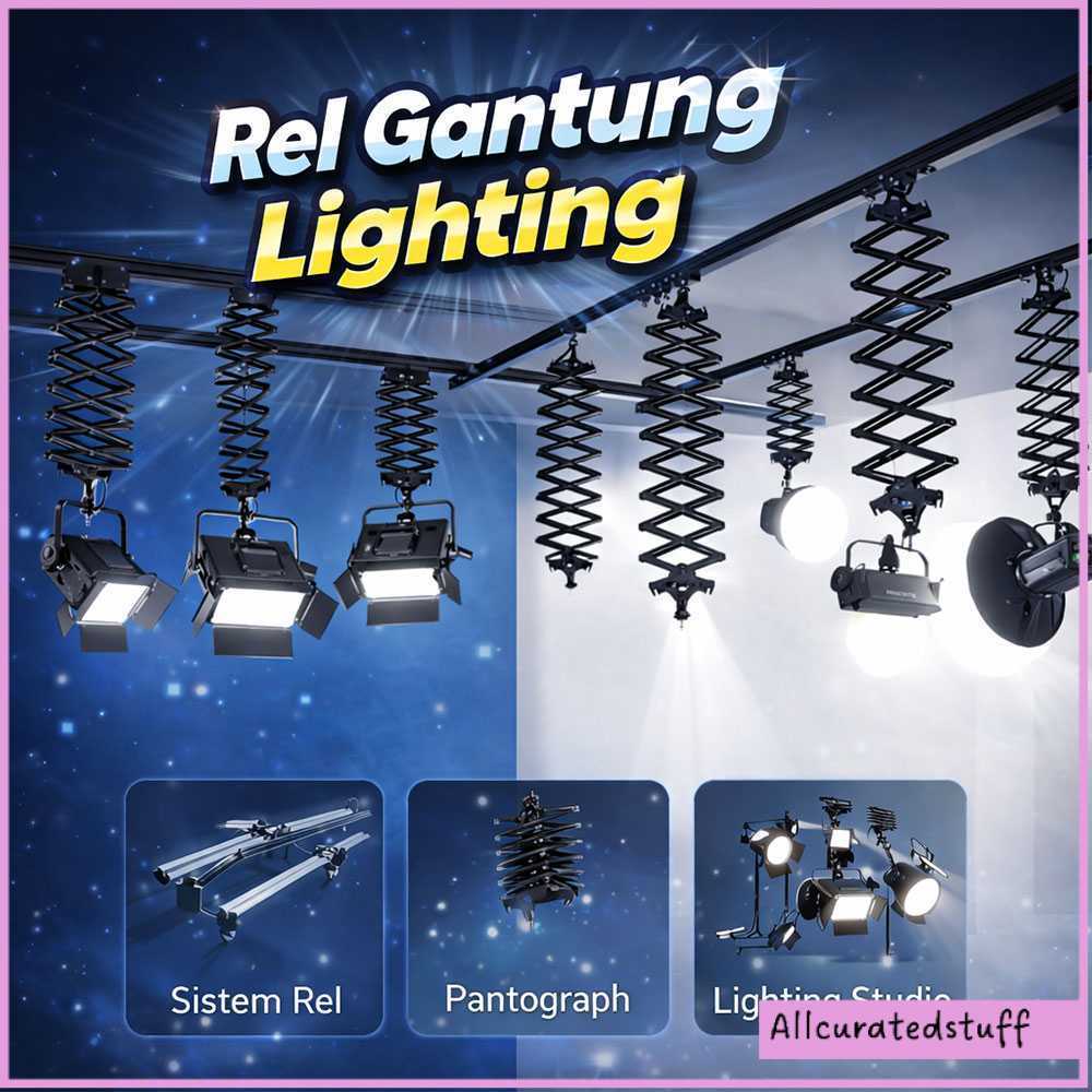 TaffSTUDIO Rel Gantung Lampu Studio Skytrack 4 Rel 4 Pantograf 3M - TS-443M