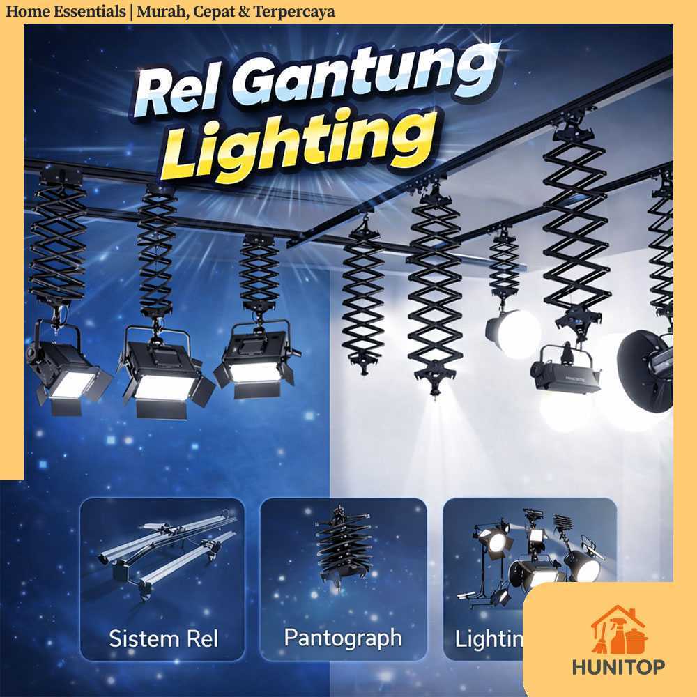 TaffSTUDIO Rel Gantung Lampu Studio Skytrack 4 Rel 4 Pantograf 3M - TS-443M