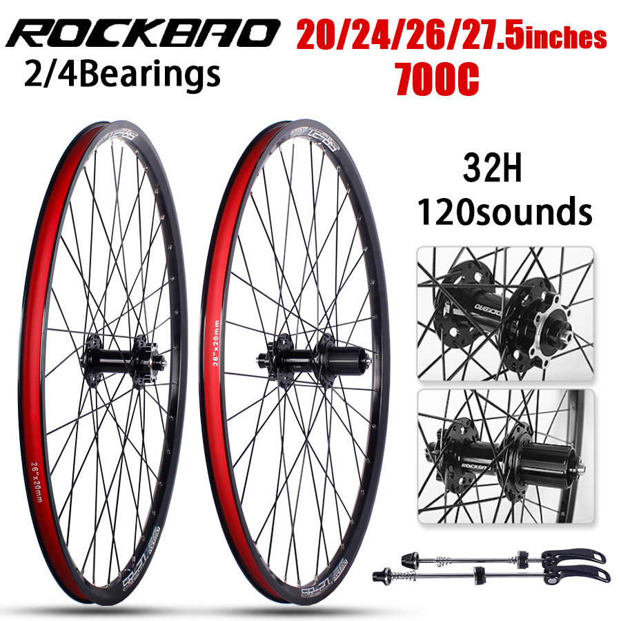 ROCKBAO Mountain Bike Wheelset 24/26/27.5/700C sc Brake 4Bearings 7-11speed Quick Release 29er 120so