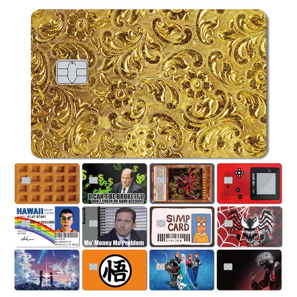 Anime Yu-Gi-Oh arizard Mclovin Venum Spiderman Gold Coin Credit Debit Card Bank Card Matte Sticker S