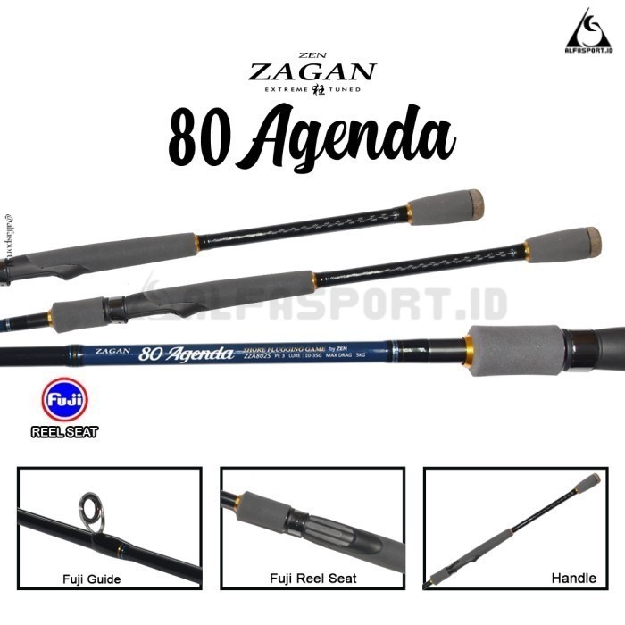 AlfaSport.Id ZEN ZAGAN Joran Pancing Spinning Zen Zagan AGENDA 802 PE 3 240cm Shore Plugging Game
