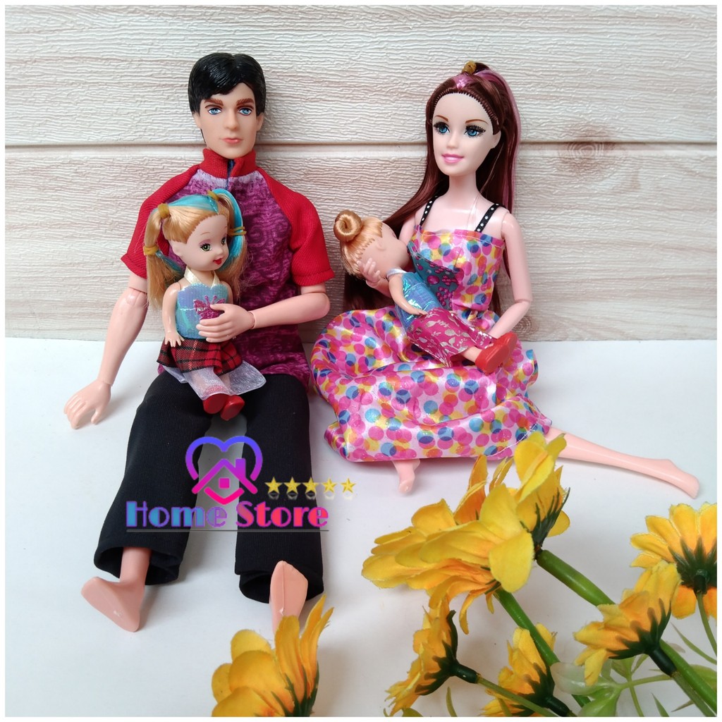 Berbi Boneka Berbi Sepasang Bawa Anak Mainan Boneka Anak Mainan Koleksi Boneka