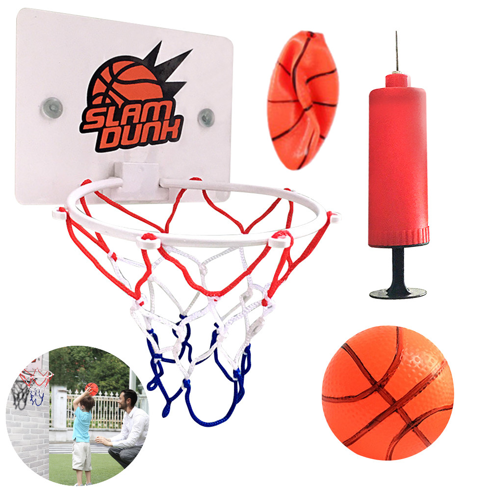 Mini Basketball Hoop Set Portable Basketball Hoop with 1 Ball and 1 Inflatable Pump Basketball Set f