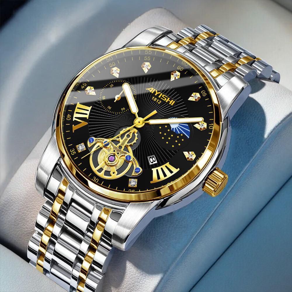 AIYISHI Wear resistant stainless steel waterproof luminous date display fully automatic movement men