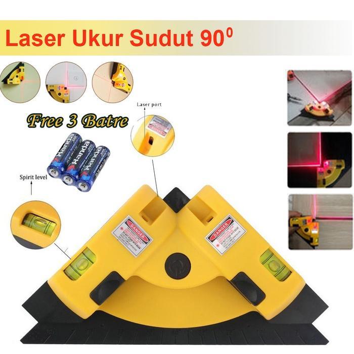 Laser Level Line Lantai Keramik Dinding Alat Ukur Sudut Siku Waterpass 90 Derajat Vertikal - Waterpa