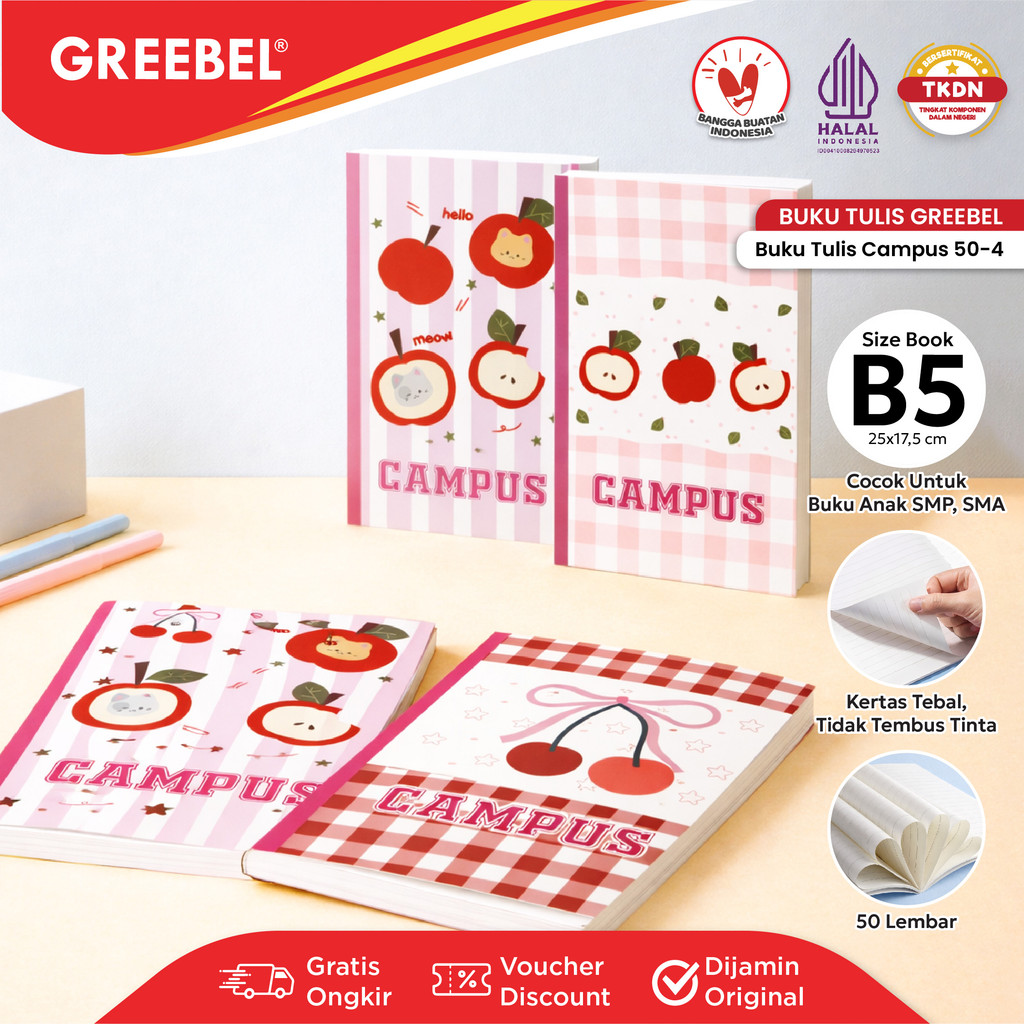 (1 buku) Buku Tulis Greebel Campus 50 Lembar Ukuran B5 I Buku Tulis Campus 50-4